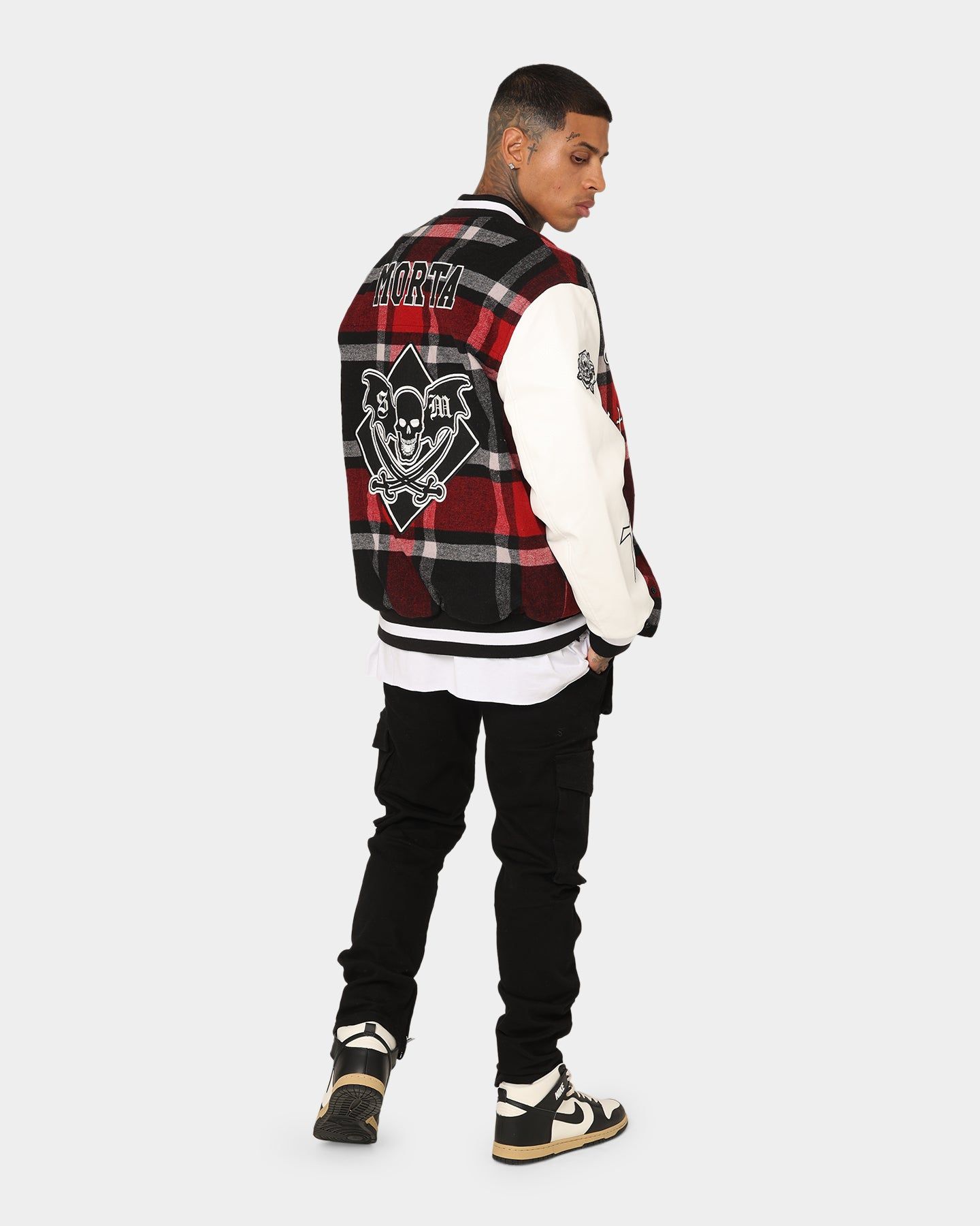 Saint Morta Graveyard Plaid Varsity Jacket Red/Black/White sold by Culture Kings product image thumbnail 8