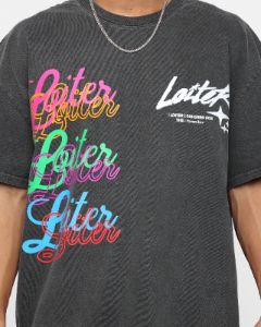 Loiter Stacked Vintage T-Shirt Black Wash sold by Culture Kings