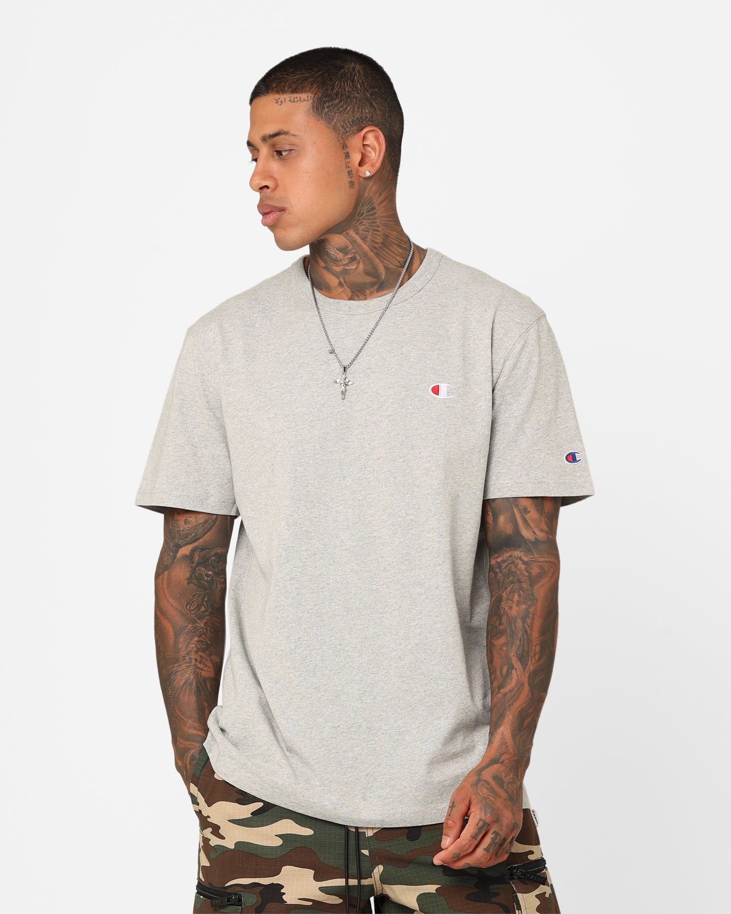 Champion Heritage Small C T-Shirt Oxford Heather sold by Culture Kings