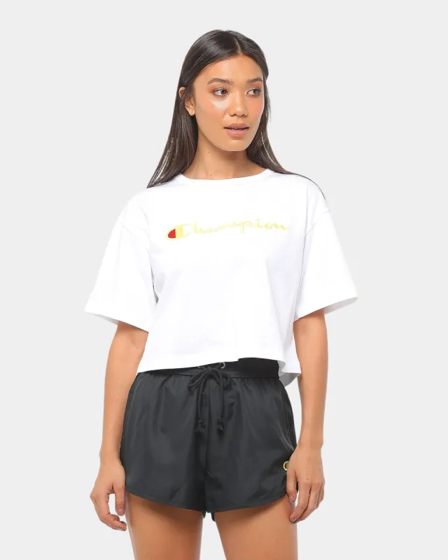 CHAMPION HERITAGE TEE LARGE SCRIPT White/Mango sold by Culture Kings