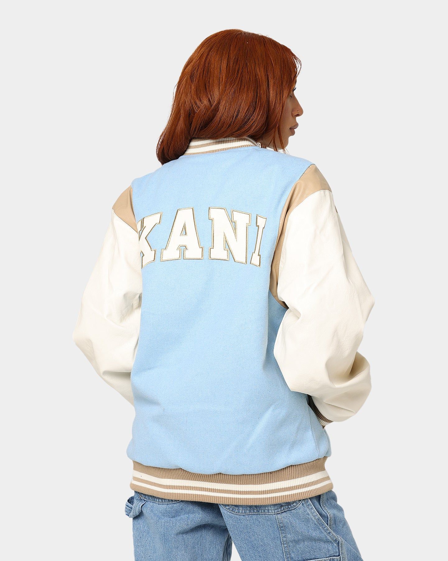 Karl Kani OG Colour Block College Jacket Light Blue sold by Culture Kings
