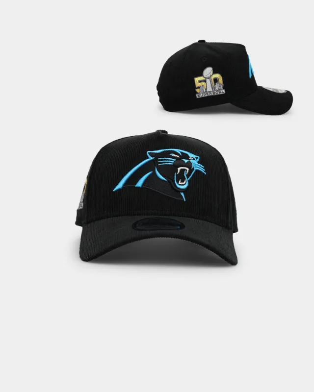 New Era Carolina Panthers 'NFL Season' Corduroy 9FORTY A-Frame Snapback Black/OTC sold by Culture Kings