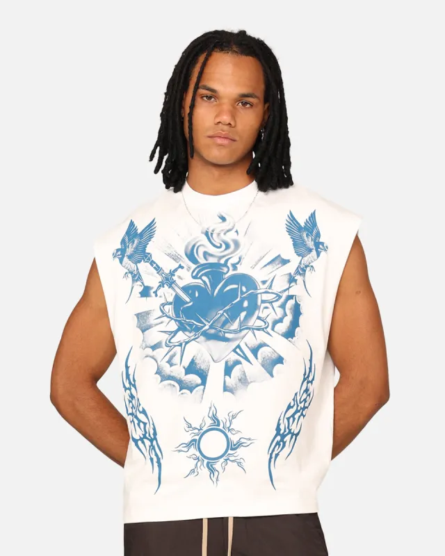 Loiter Hearts Ablaze Oversized Muscle T-Shirt Off White sold by Culture Kings