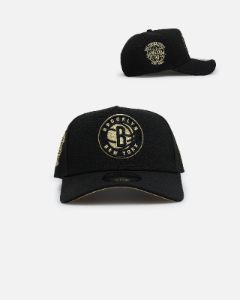 NEW ERA ☆ 'NBA Black & Gold Embroidery' 9FORTY A-Frame New Era Brooklyn Nets 'NBA Gold Links' 9FORTY A-Frame