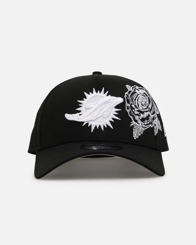 New Era Miami Dolphins 'Ornate Rose' 9FORTY A-Frame Snapback Black/White sold by Culture Kings
