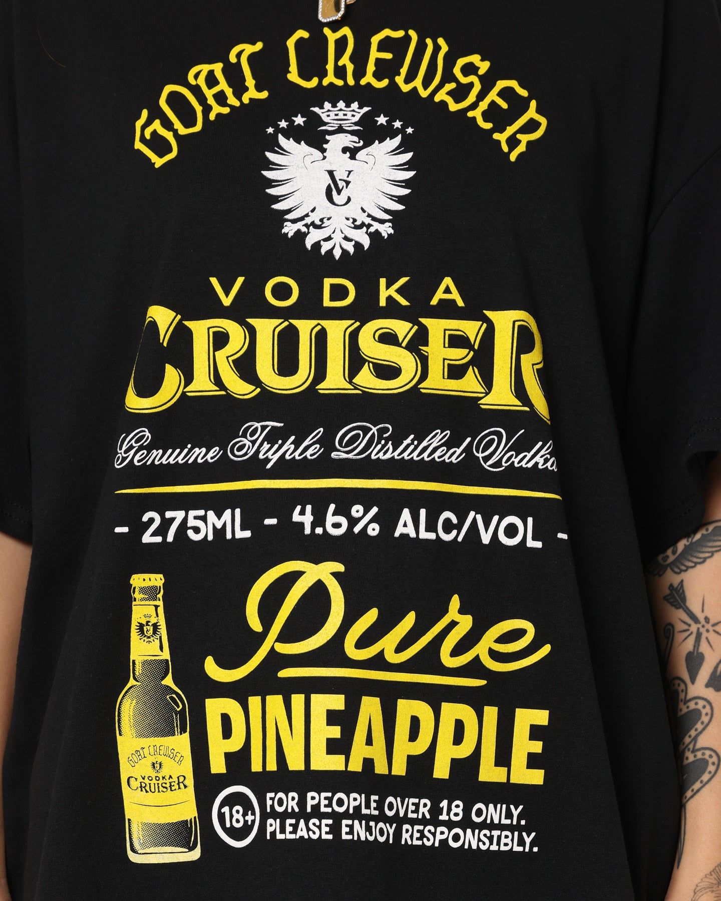 Goat Crew Goat Crew X Vodka Cruiser Pure Pineapple Cruiser T-Shirt Black sold by Culture Kings product image thumbnail 3