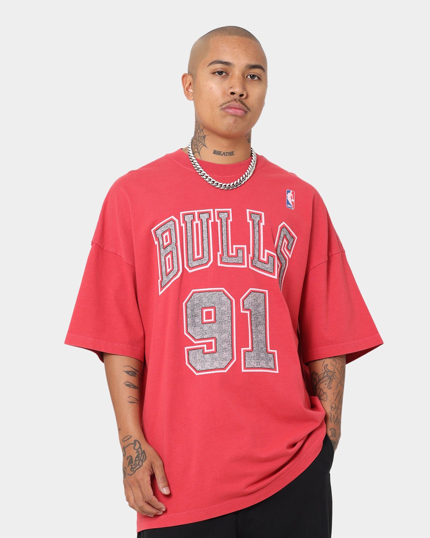 Mitchell & Ness Chicago Bulls Dennis Rodman Oversized T-Shirt Faded Red sold by Culture Kings