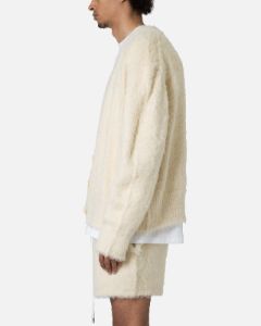 MNML Fuzzy Cardigan Sweater Off White sold by Culture Kings