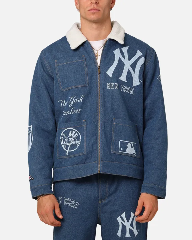 Majestic Athletic New York Yankees Etched Denim Shacket Washed Blue Denim made by Culture Kings