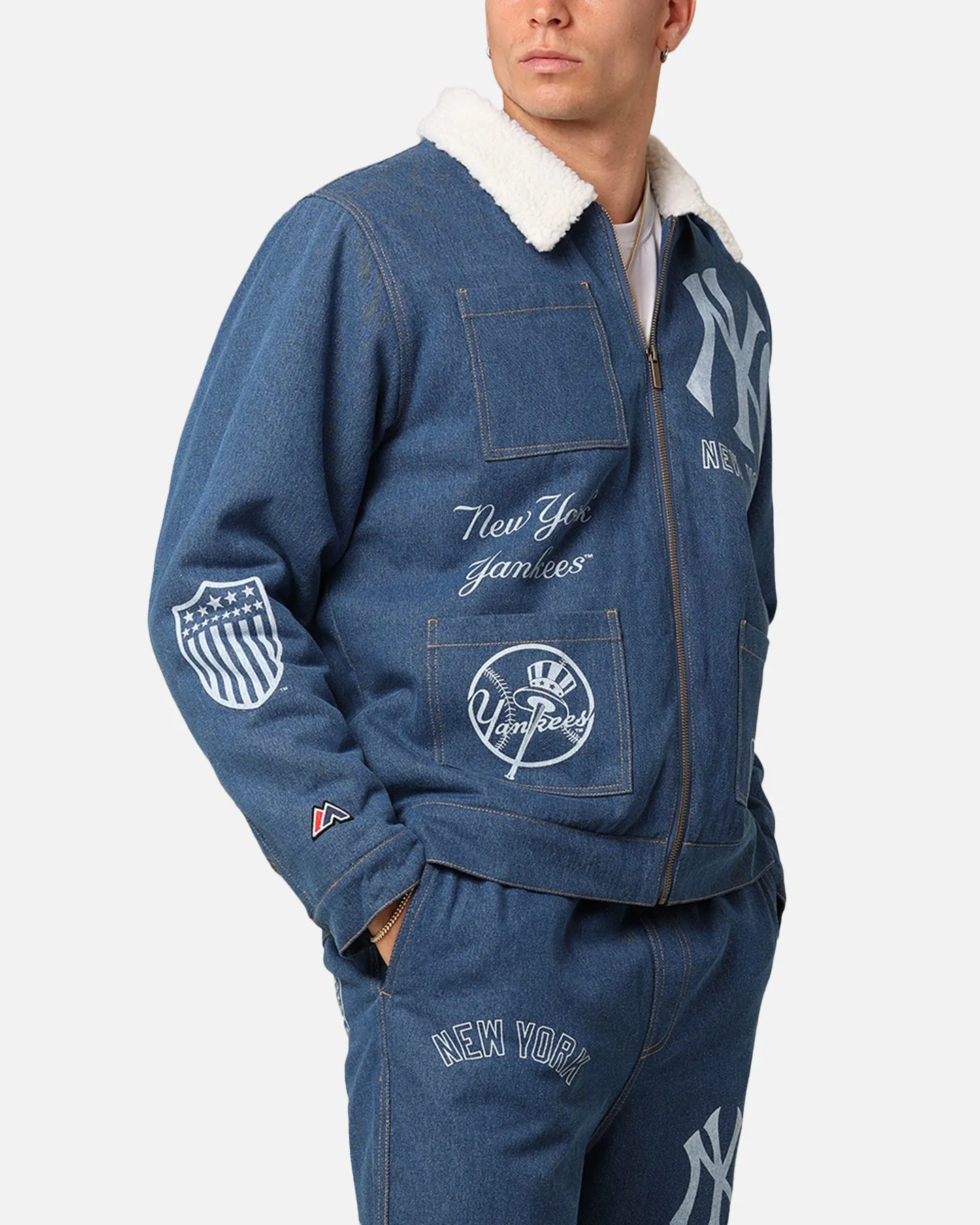 Majestic Athletic New York Yankees Etched Denim Shacket Washed Blue Denim sold by Culture Kings product image thumbnail 5