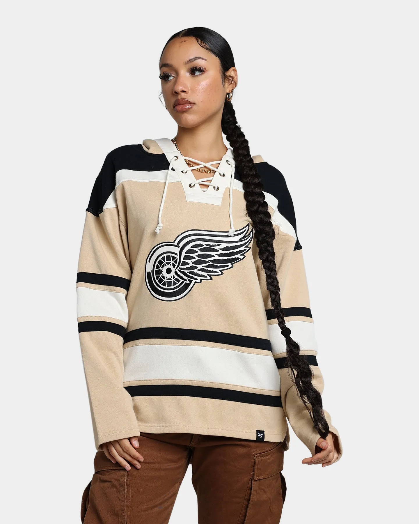 47 Brand Detroit Pistons Superior Lacer Hoodie Khaki sold by Culture Kings