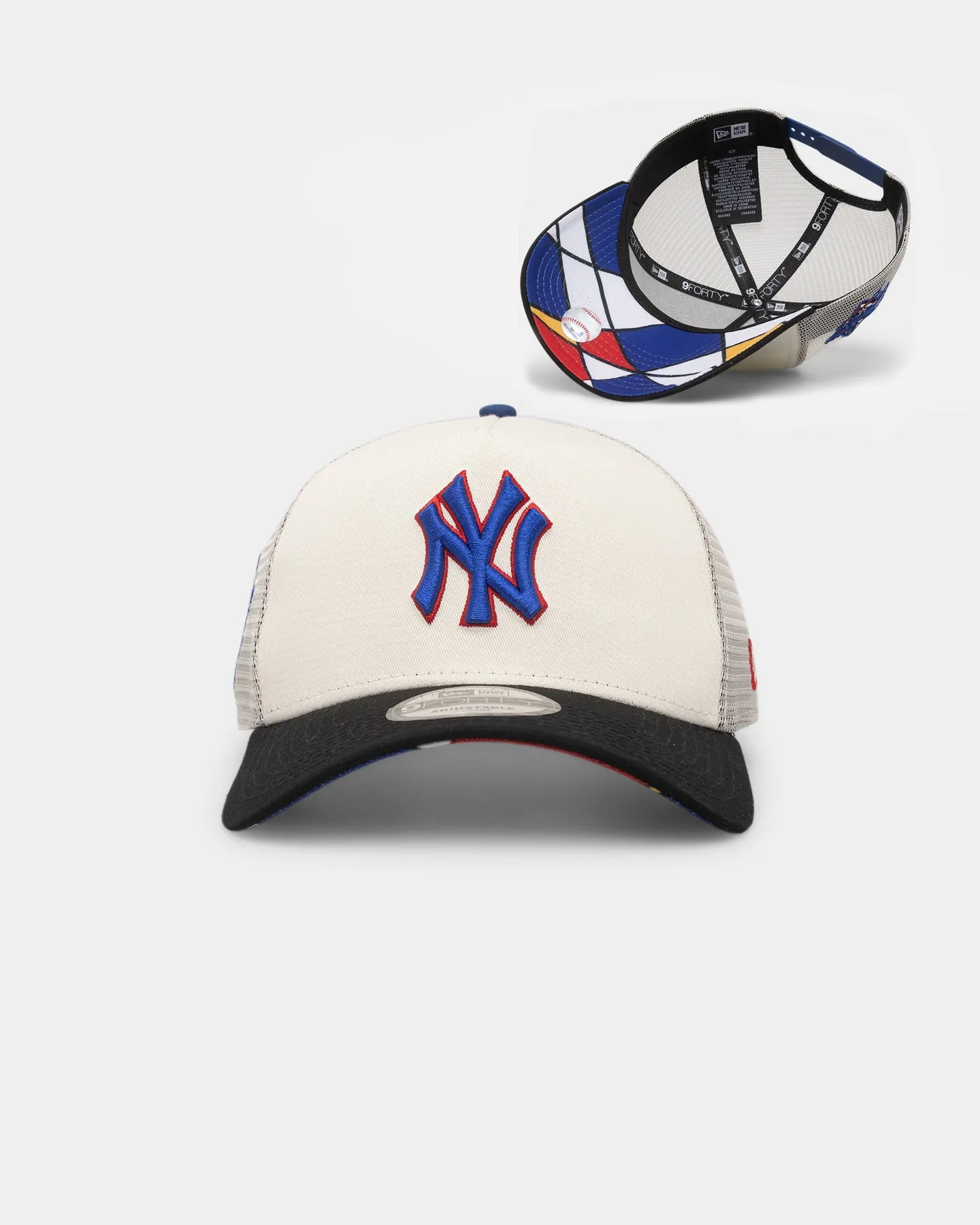New Era New York Yankees 'Retro Mosaic' 9FORTY A-Frame Trucker Snapback White/Black sold by Culture Kings