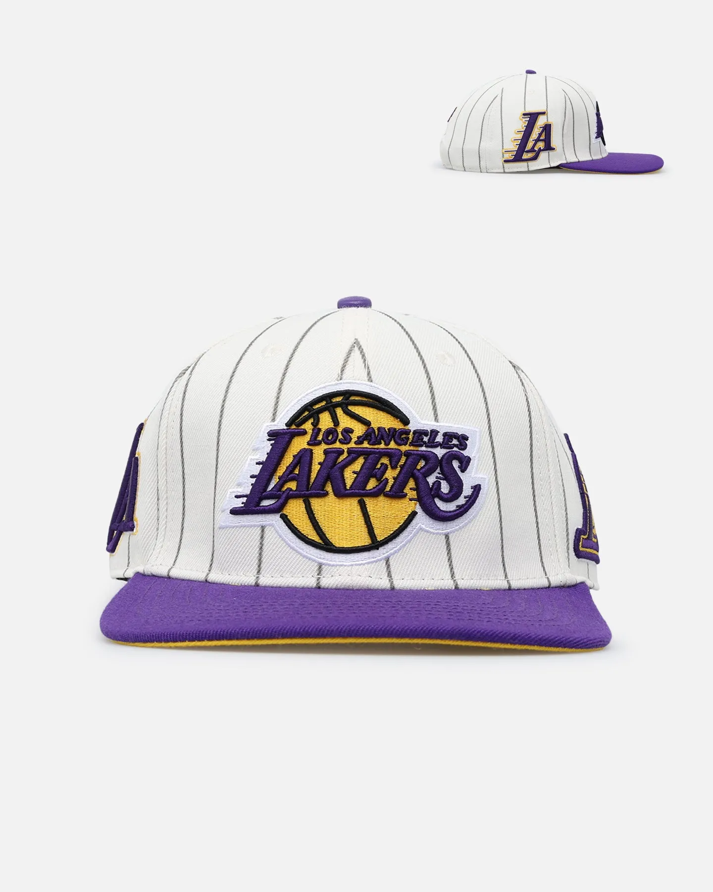 Pro Standard Los Angeles Lakers Pinstripe Wool Snapback Eggshell/Yellow sold by Culture Kings