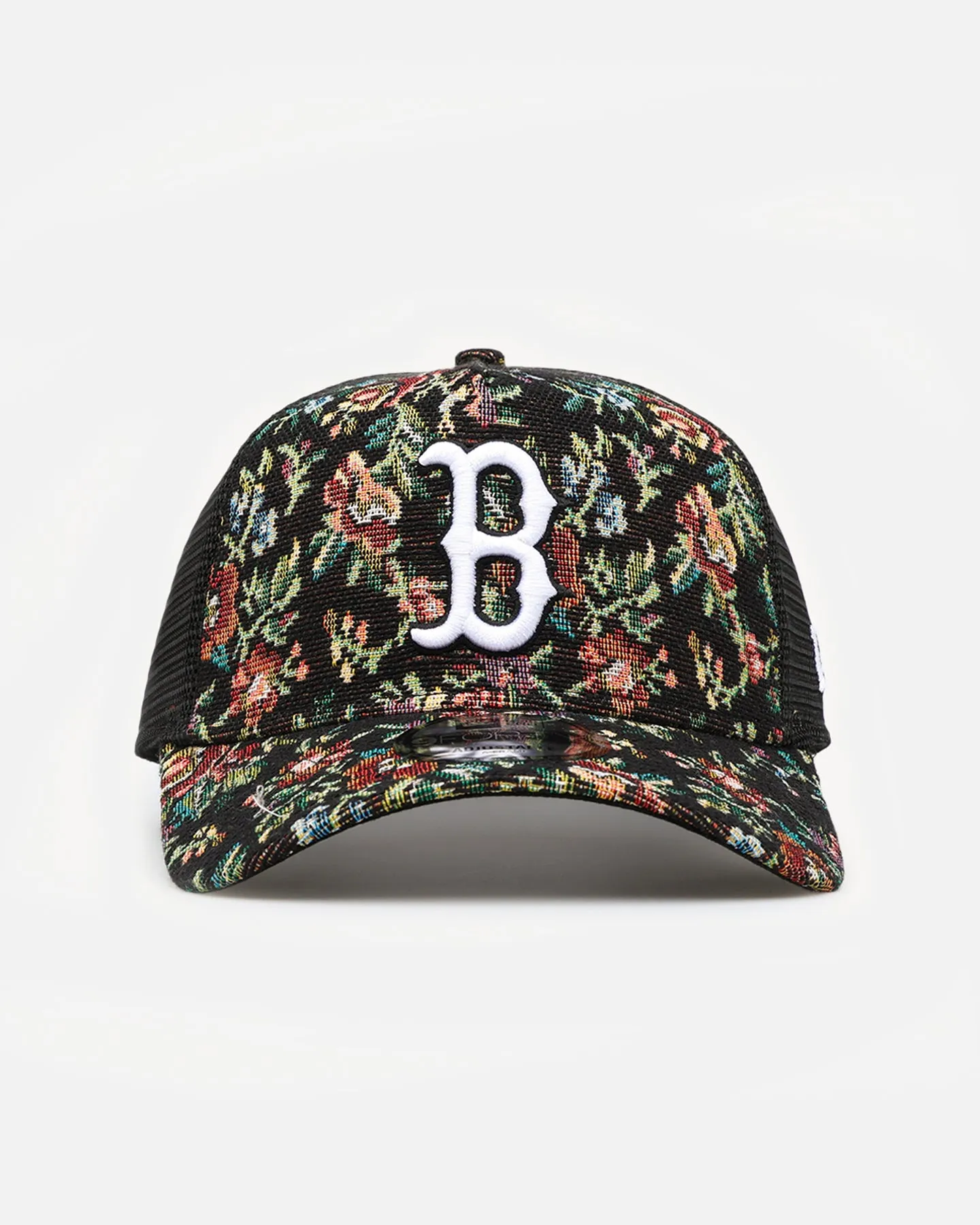 New Era Boston Red Sox 'Black Floral Tapestry' 9FORTY A-Frame Trucker Snapback Tapestry sold by Culture Kings