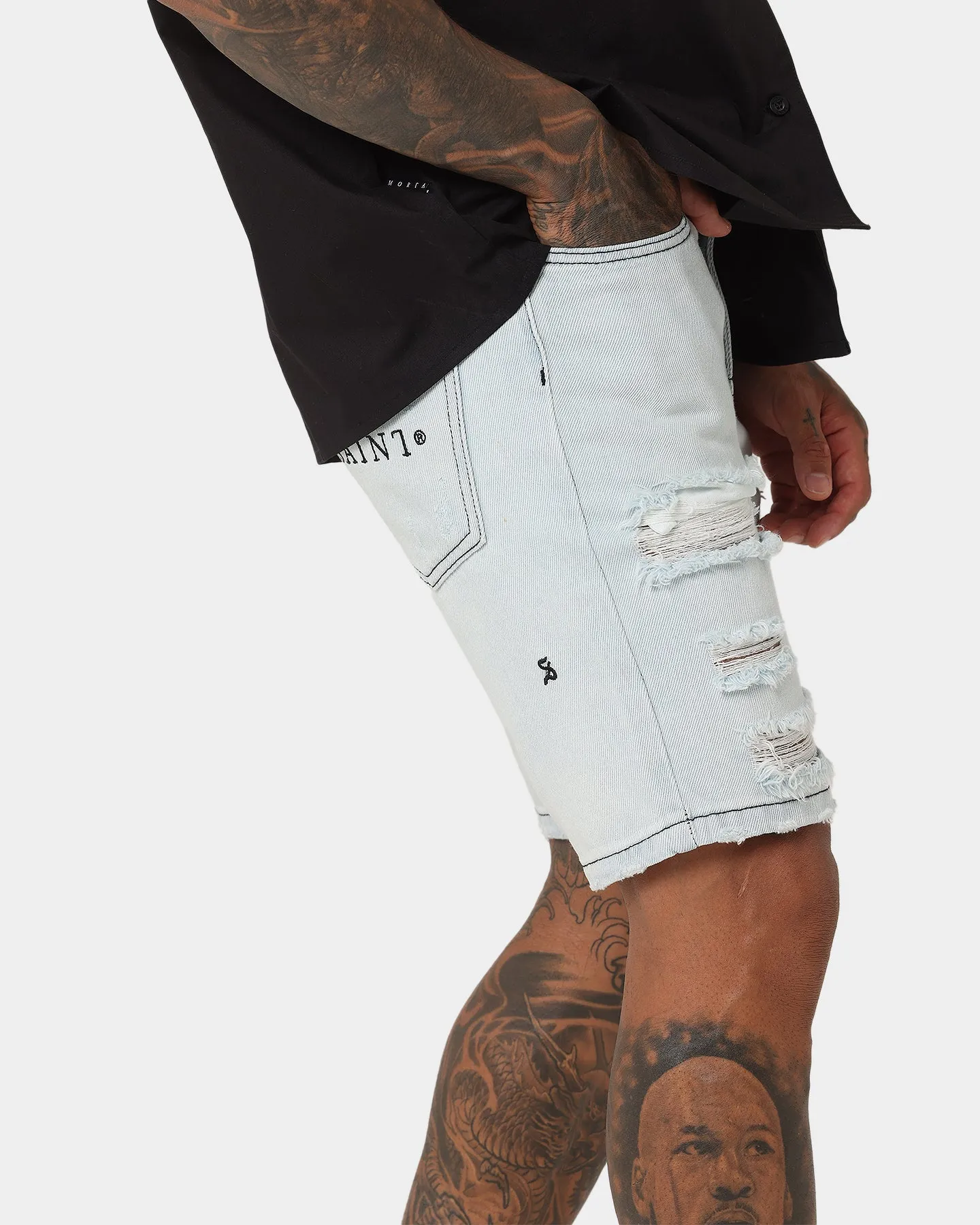 Saint Morta Destroyer Distressed Shorts Ice Blue sold by Culture Kings product image thumbnail 3