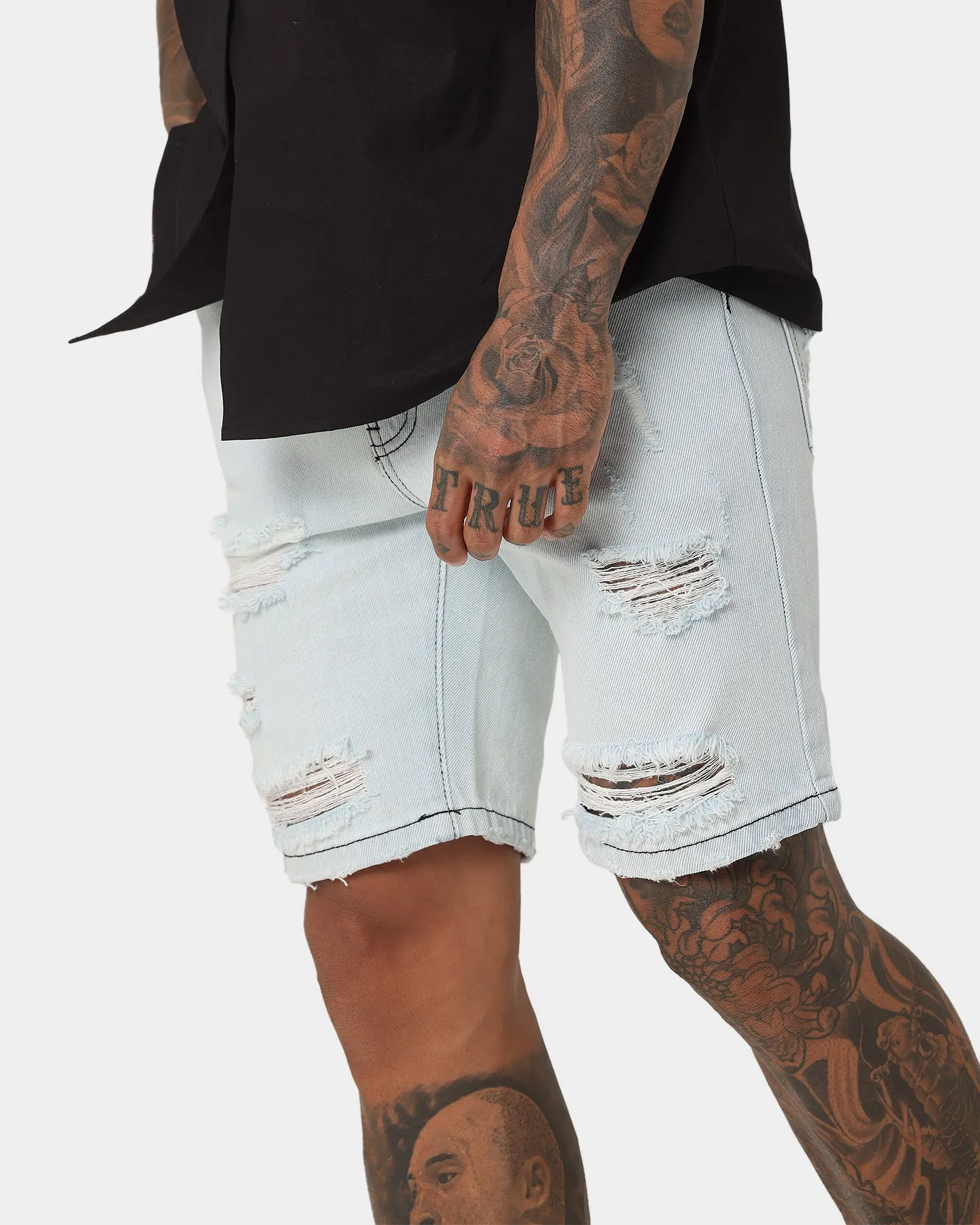 Saint Morta Destroyer Distressed Shorts Ice Blue sold by Culture Kings product image thumbnail 4