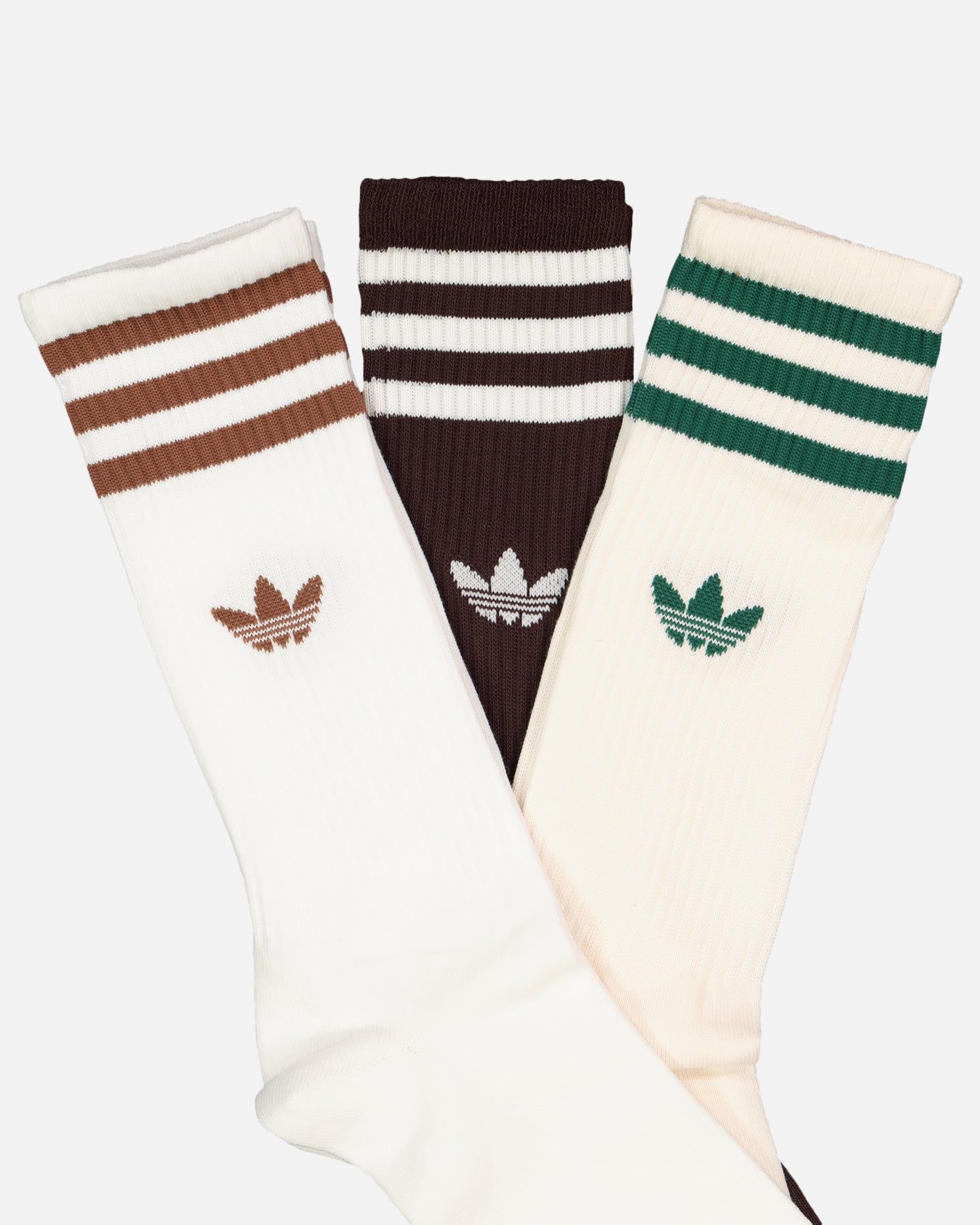 Adidas Solid Crew Socks 3 Pack White/Shadow Brown/Wonder White sold by Culture Kings product image thumbnail 5