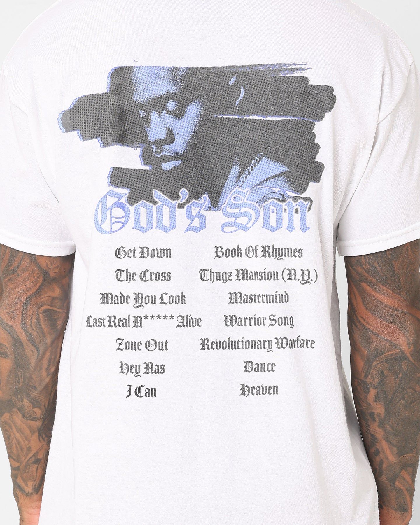 Nas Gods Son Cross Tracklist T-Shirt White sold by Culture Kings product image thumbnail 5