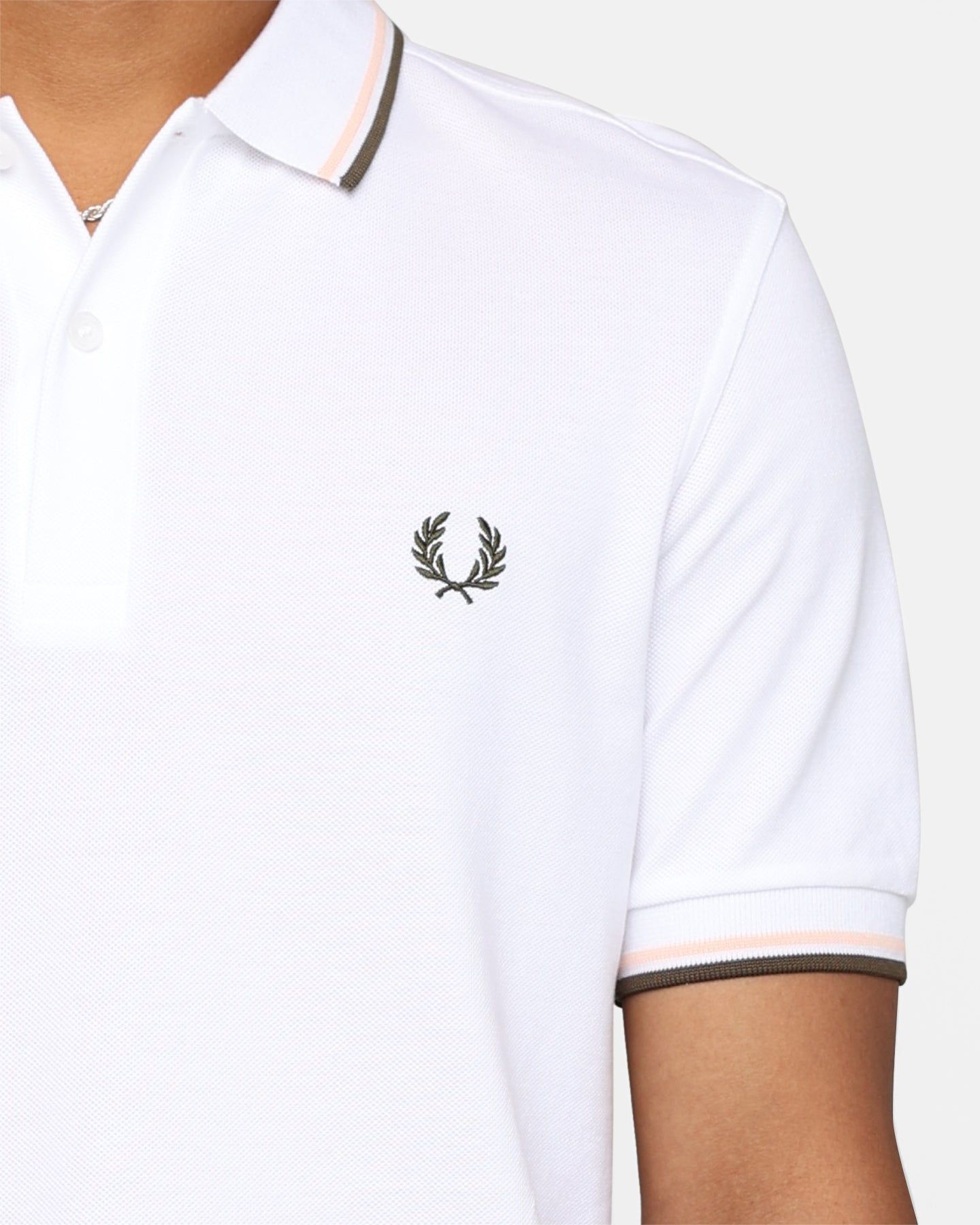 Fred Perry Twin Tipped Polo Shirt White/Silky Peach/Uniform Green sold by Culture Kings product image thumbnail 3