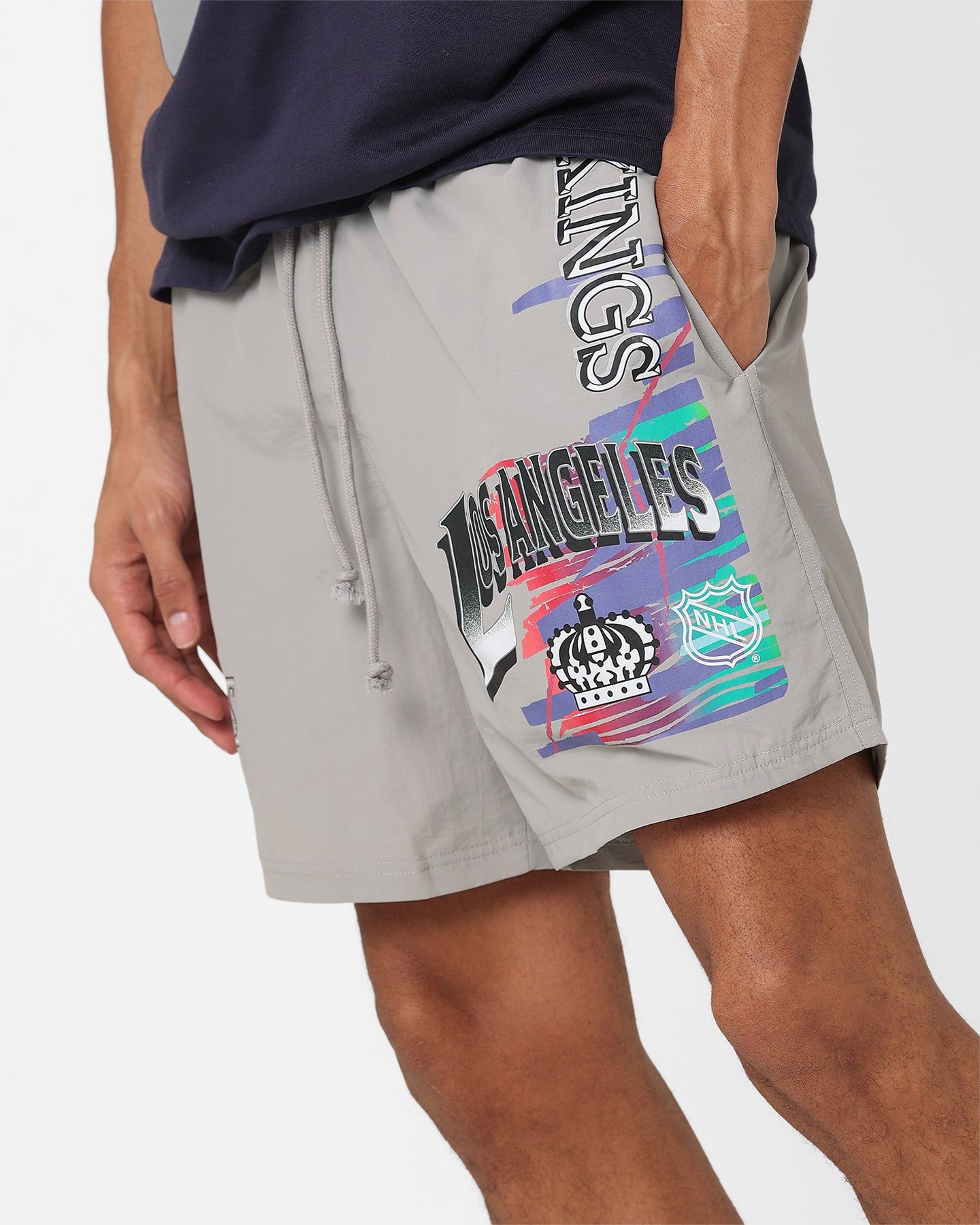 Mitchell & Ness Los Angeles Kings Nylon Shorts Grey sold by Culture Kings product image thumbnail 4
