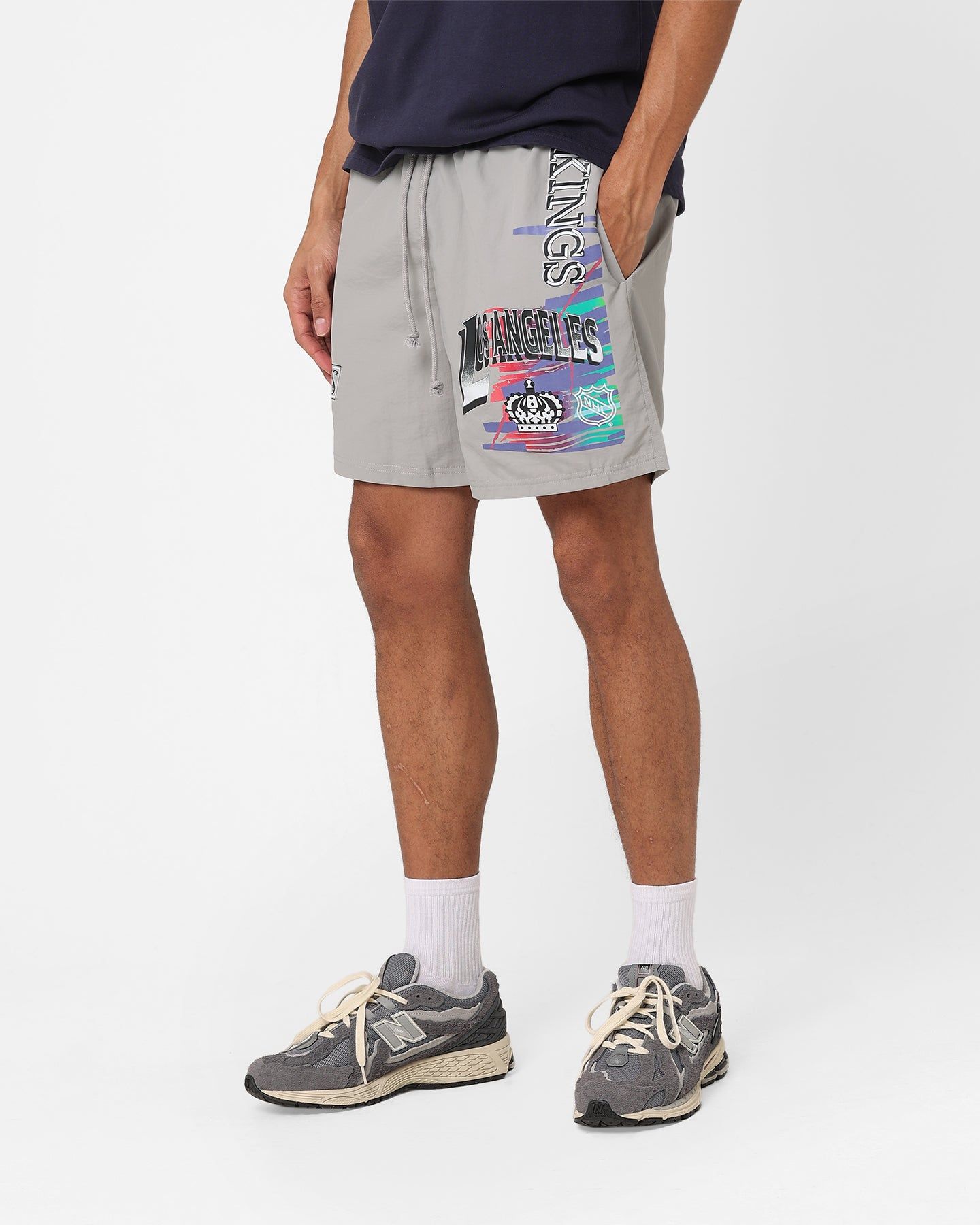 Mitchell & Ness Los Angeles Kings Nylon Shorts Grey sold by Culture Kings product image thumbnail 5