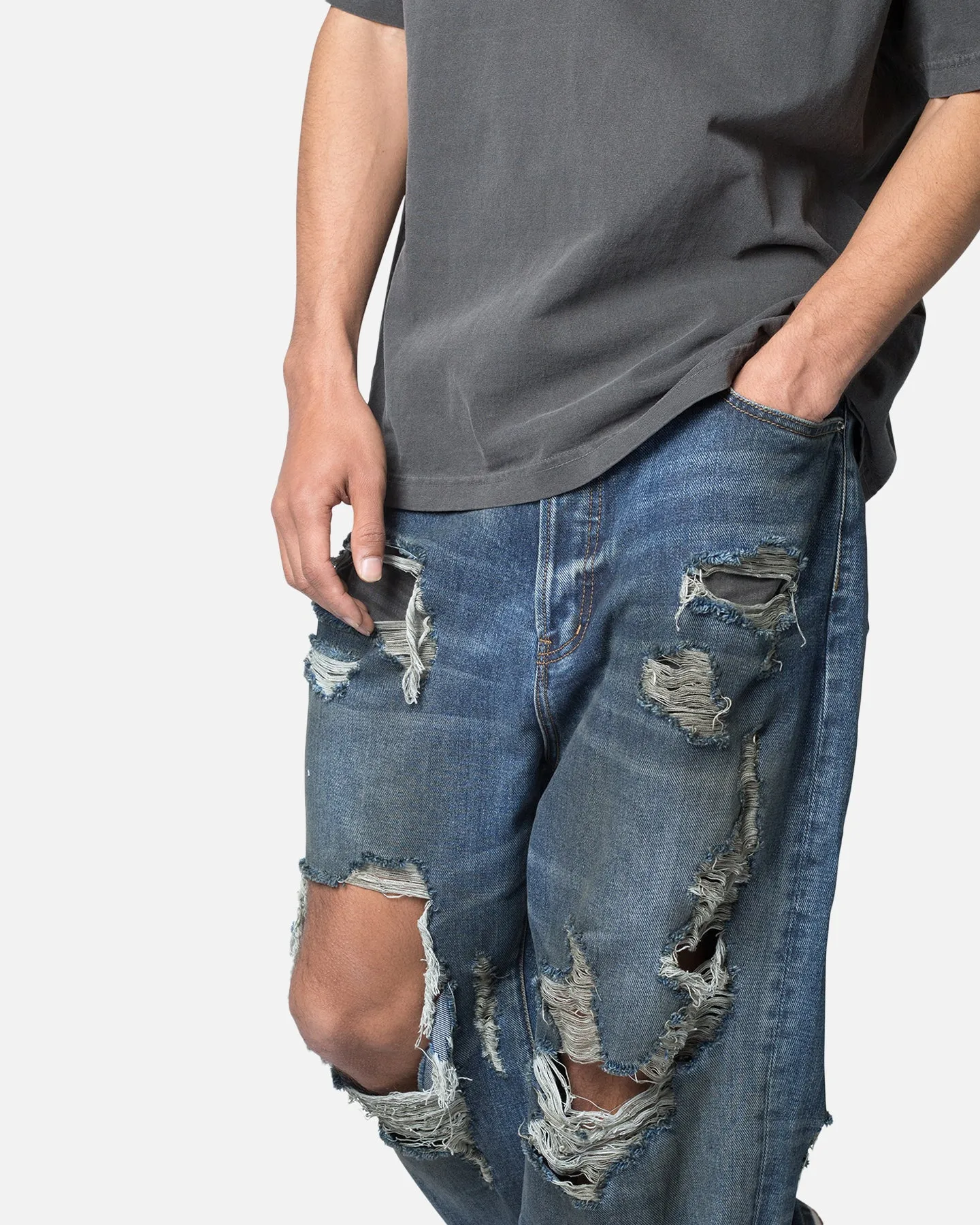 MNML Ultra Baggy Decimated Denim Jeans Blue sold by Culture Kings product image thumbnail 5
