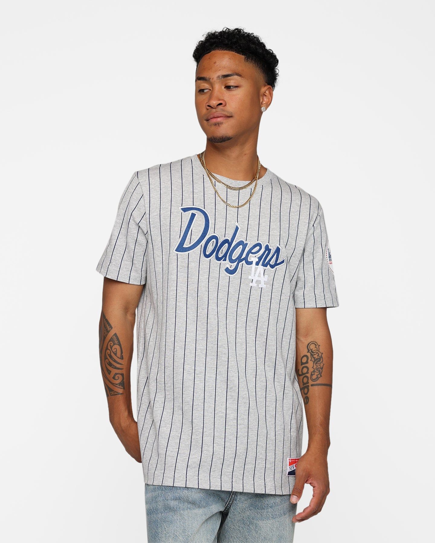 New Era Los Angeles Dodgers Pinstripe T-Shirt Grey sold by Culture Kings