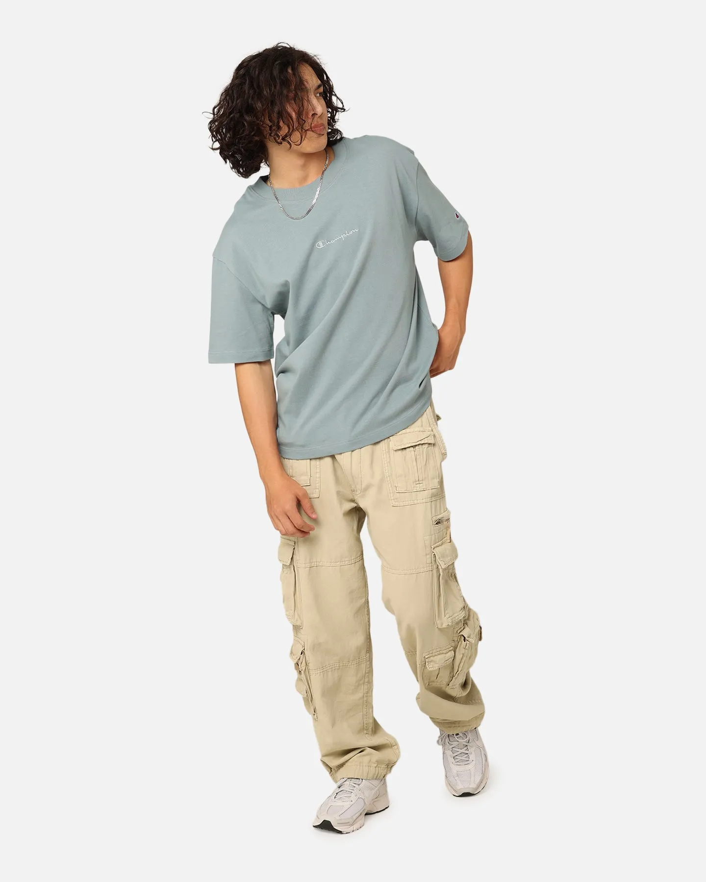 Champion Heritage New Script T-Shirt Sage Shimmer Green sold by Culture Kings product image thumbnail 2