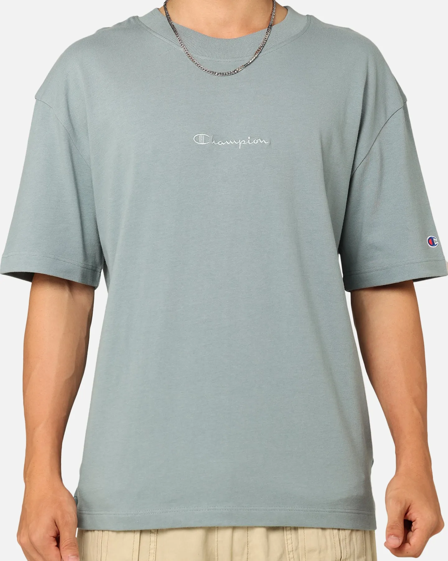 Champion Heritage New Script T-Shirt Sage Shimmer Green sold by Culture Kings product image thumbnail 3