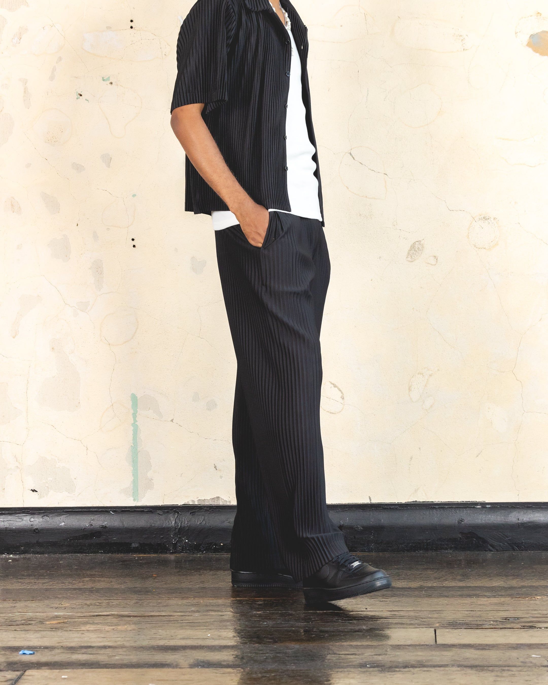 【I AM MARI】Belige Pleated Wide Banding Pants SECOLI Women's 2024 Casual Summer Wide Leg Pants Solid Color