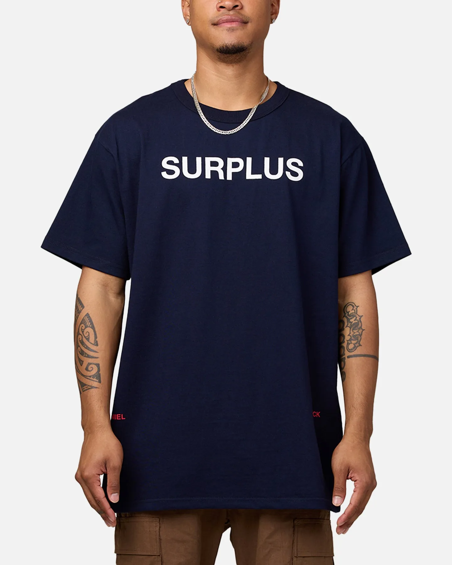 Daniel Patrick Surplus Logo T-Shirt Navy/Cream/Red sold by Culture Kings