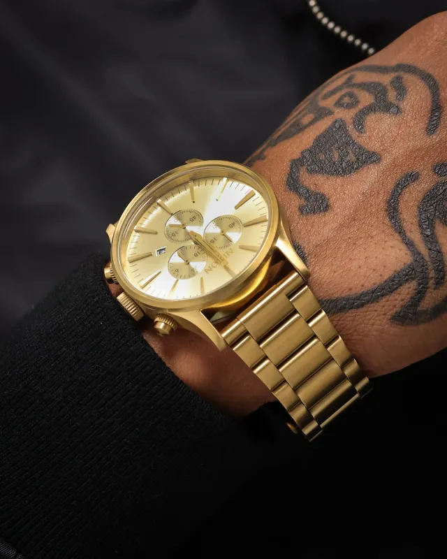 Nixon Sentry Chrono Watch Gold sold by Culture Kings