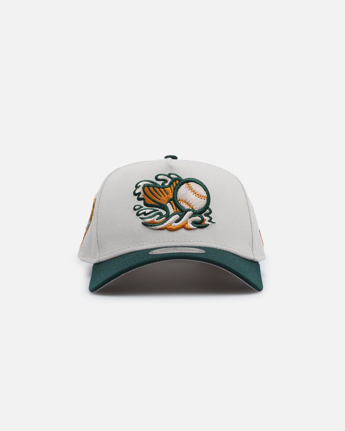 New Era Gwinnett Stripers 'Autumn Hue' 9FORTY A-Frame Snapback Stone/Dark Green sold by Culture Kings
