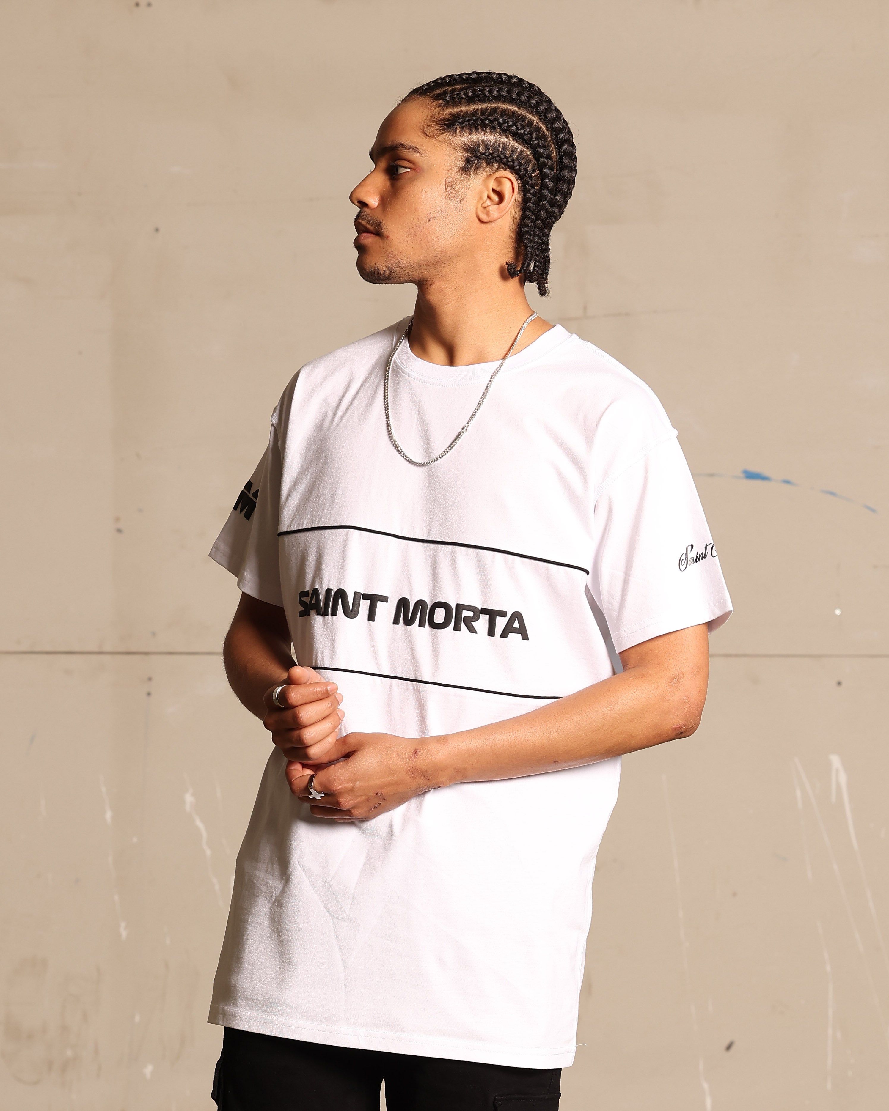 Saint Morta Moto Lafayette T-Shirt White/Black sold by Culture Kings