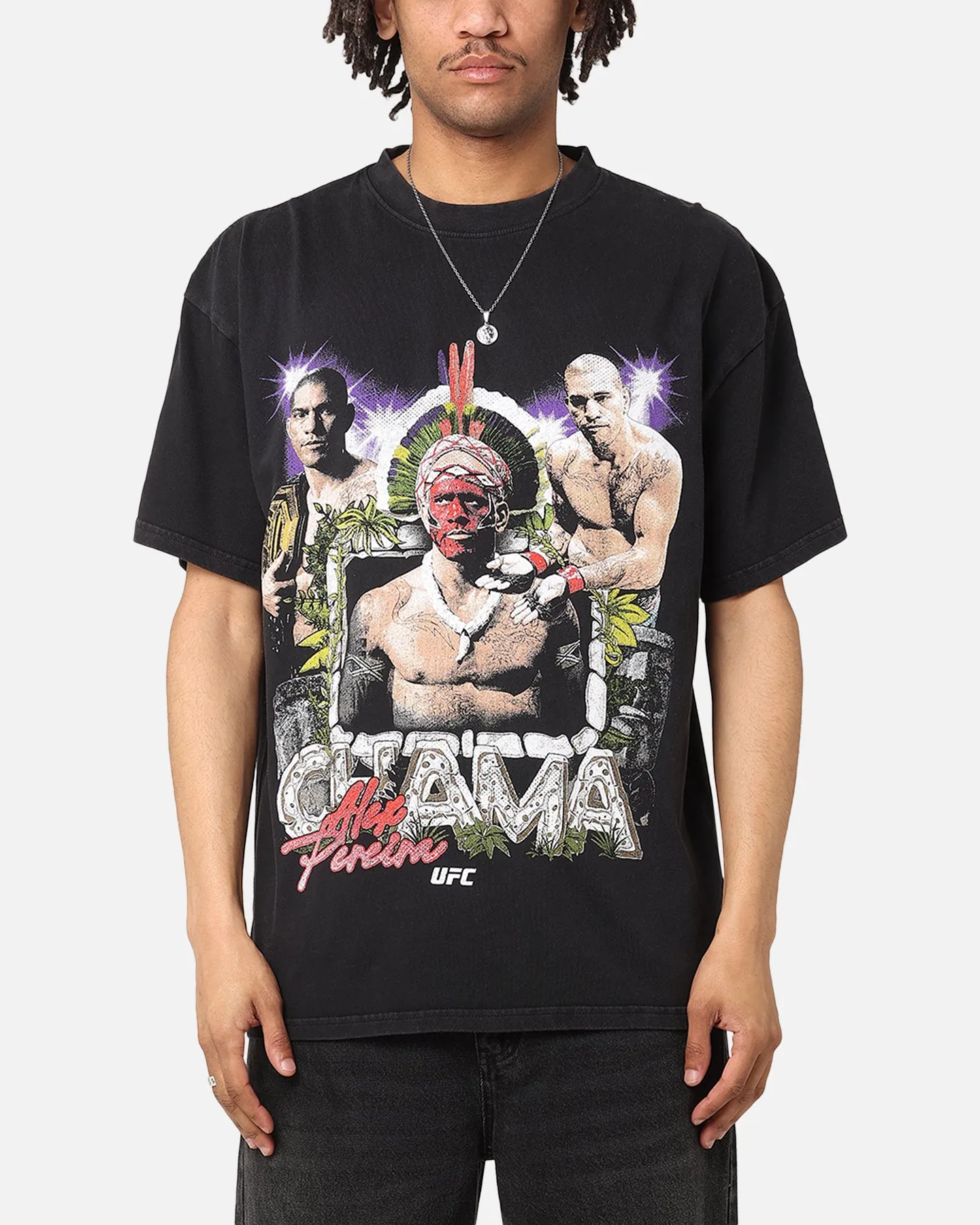 UFC By Culture Kings Alex Pereira Stone Hands Vintage T-Shirt Black Acidwash sold by Culture Kings