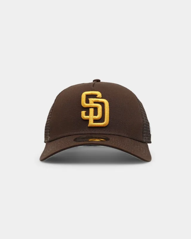 New Era San Diego Padres 'Summer Essential' 9FORTY A-Frame Trucker Snapback Dark Brown sold by Culture Kings
