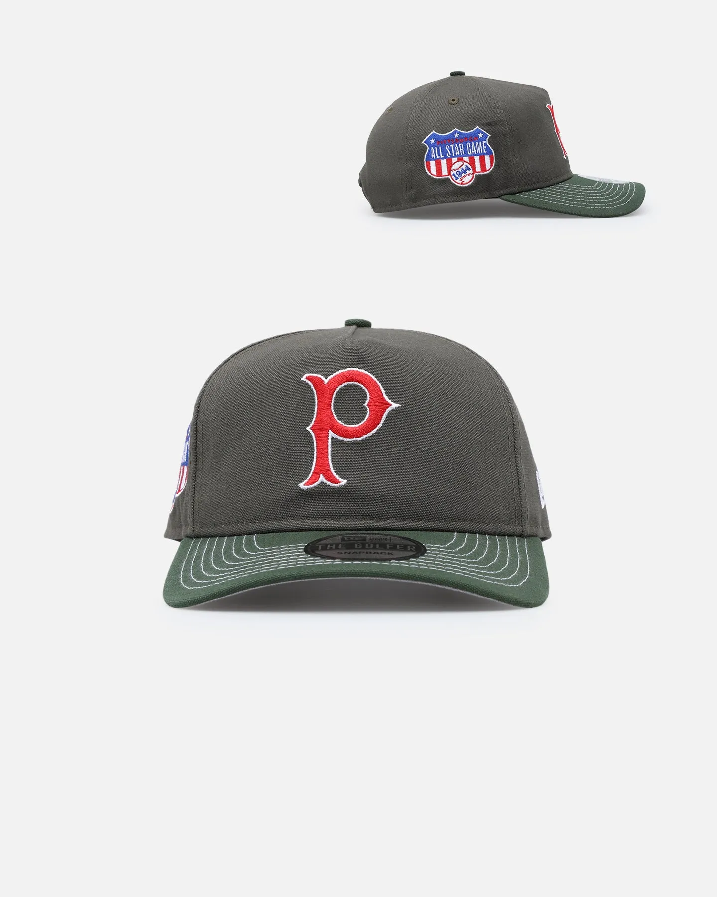 New Era Pittsburgh Pirates 'Contrast Visor' Pre-Curved Golfer Snapback Moss/Green sold by Culture Kings