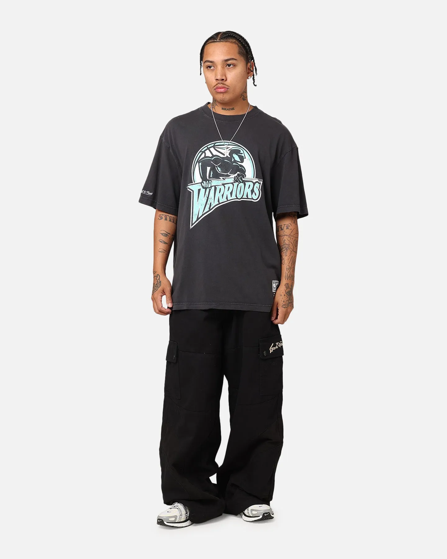 Mitchell & Ness Golden State Warriors Ice Blue Logo T-Shirt Faded Black sold by Culture Kings product image thumbnail 2