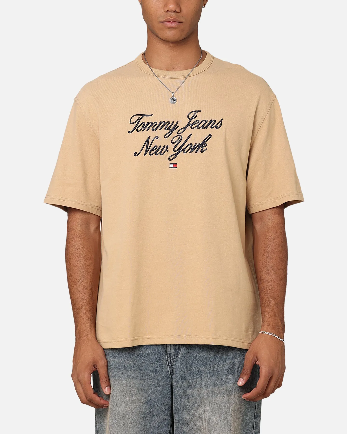 Tommy Jeans TJM OVZ Luxe Serif T-Shirt Tawny Sand sold by Culture Kings