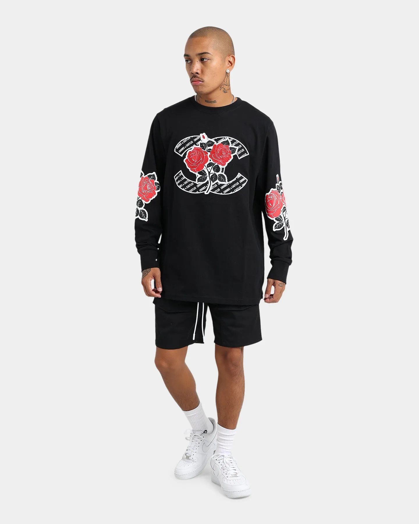 Crooks & Castles Roses Gun Long Sleeve T-Shirt Black sold by Culture Kings product image thumbnail 3