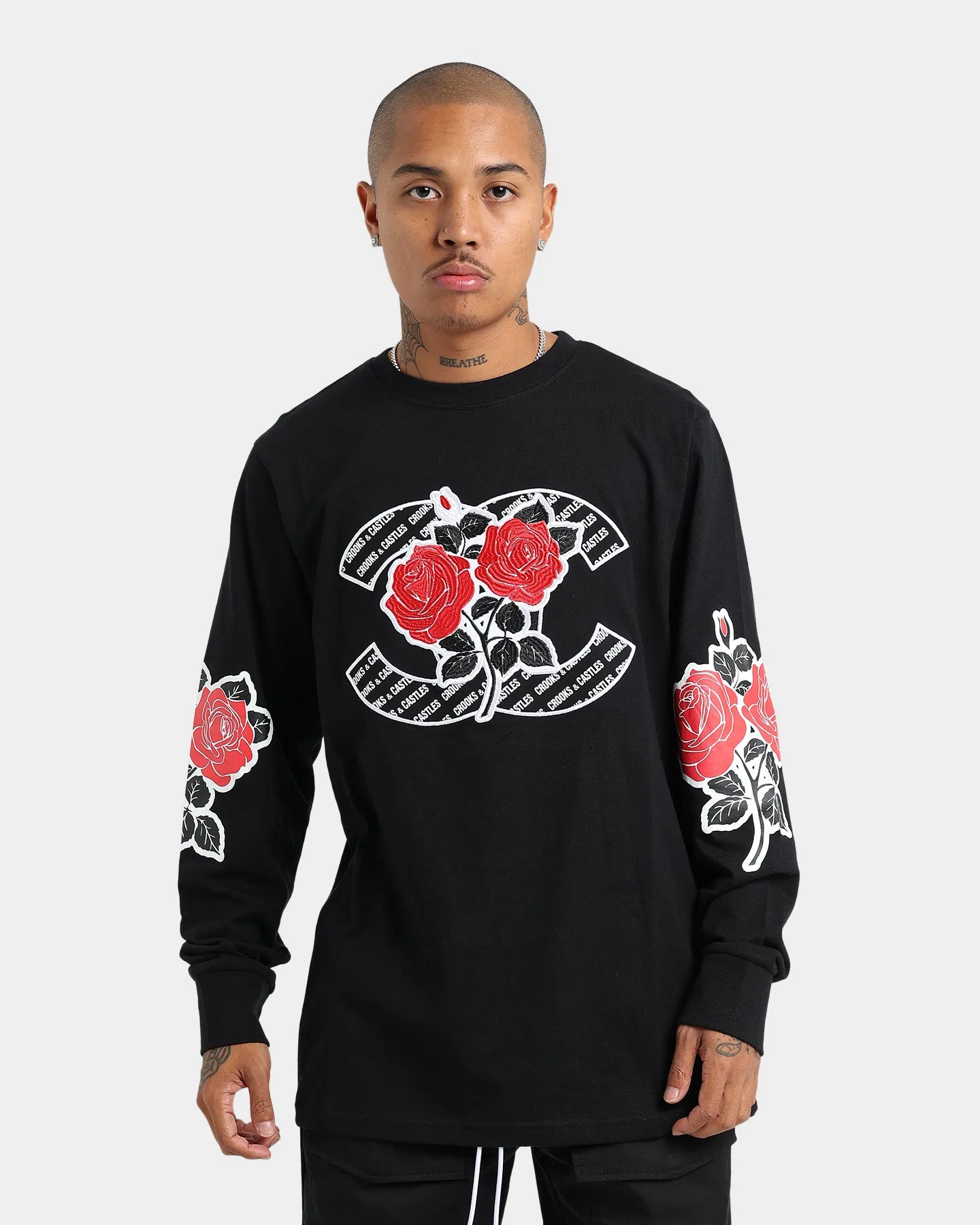 Crooks & Castles Roses Gun Long Sleeve T-Shirt Black sold by Culture Kings product image thumbnail 2