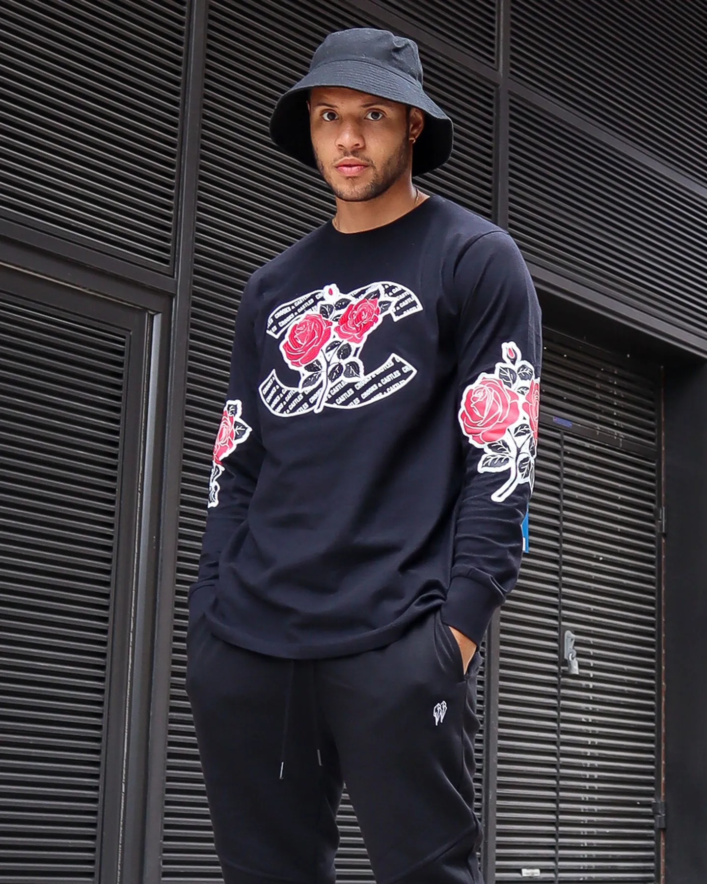 Crooks & Castles Roses Gun Long Sleeve T-Shirt Black sold by Culture Kings