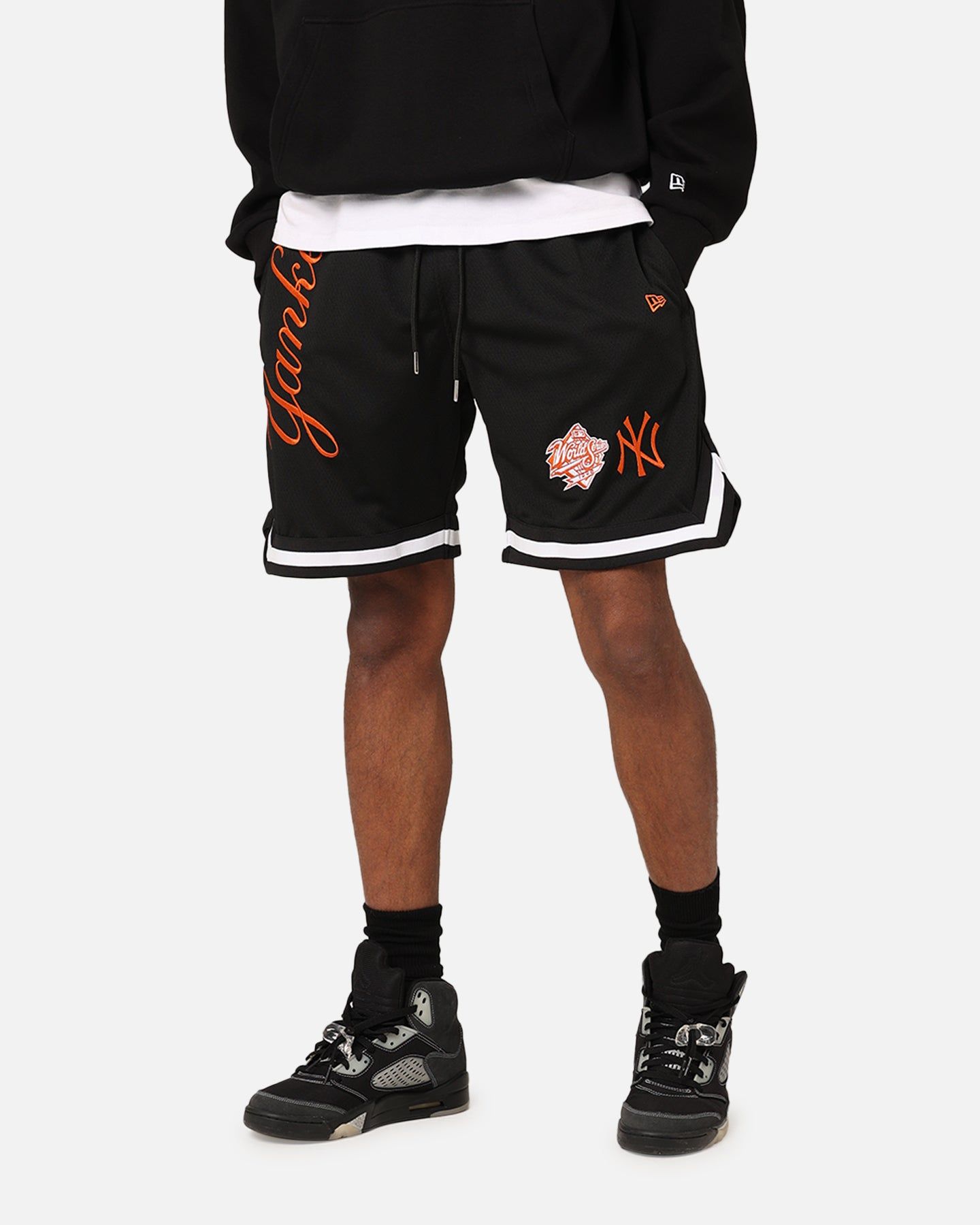 New Era New York Yankees 'Scary Nights' Mesh Shorts Black/Orange sold by Culture Kings