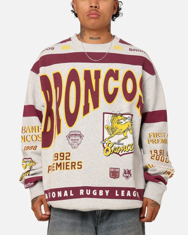 Mitchell & Ness Brisbane Broncos Team Crewneck Grey Marle sold by Culture Kings