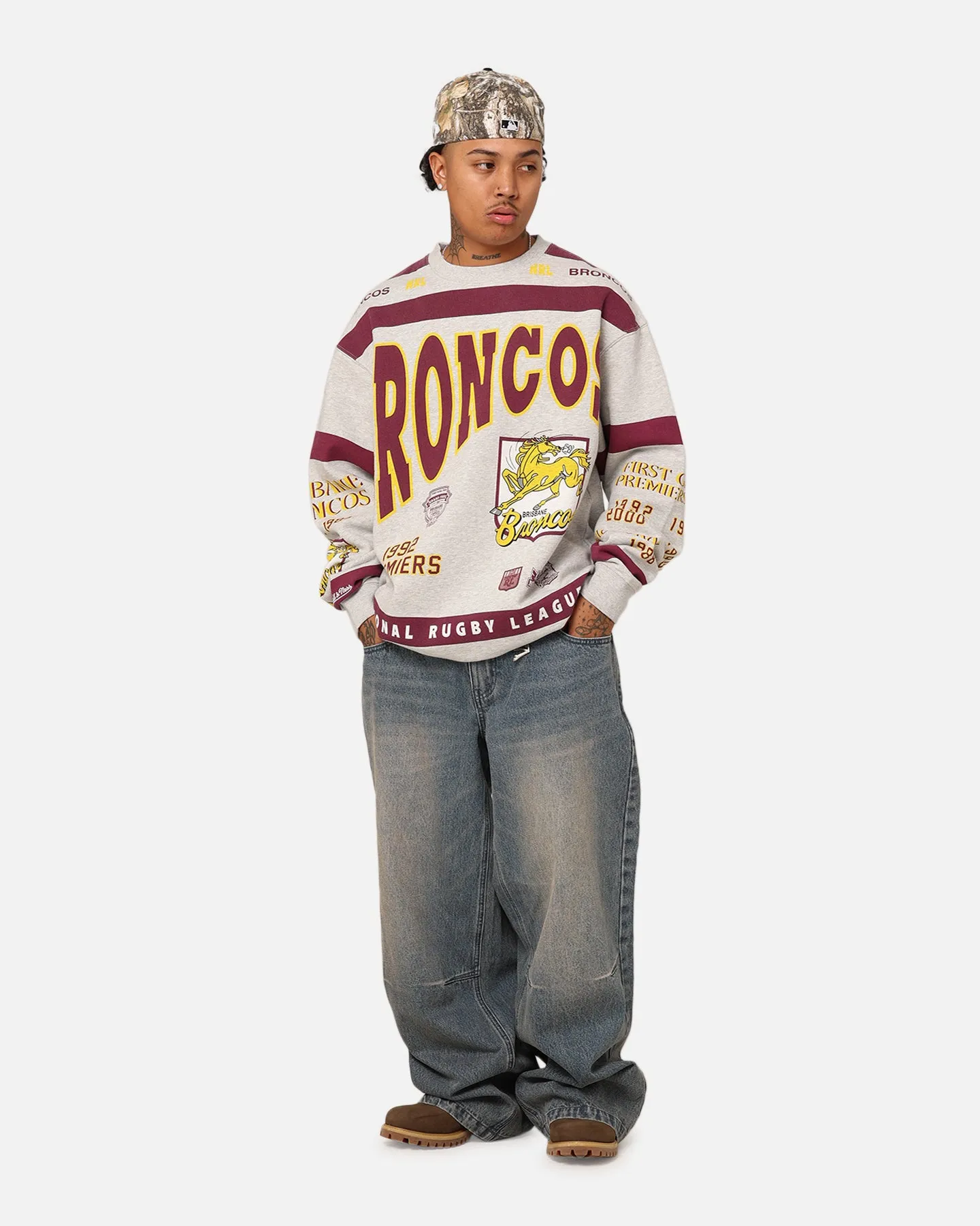 Mitchell & Ness Brisbane Broncos Team Crewneck Grey Marle sold by Culture Kings product image thumbnail 4