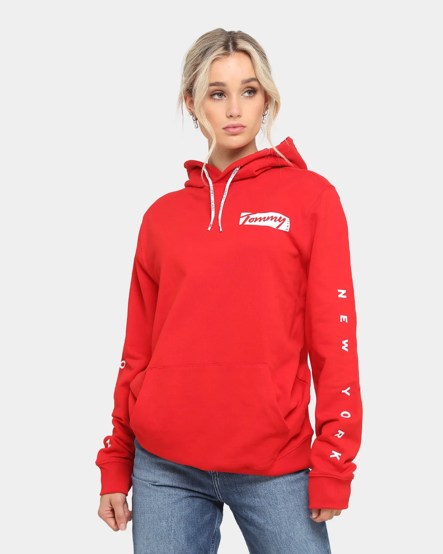 Tommy Jeans Men's TJM Essential Graphic Hoodie Crimson sold by Culture Kings