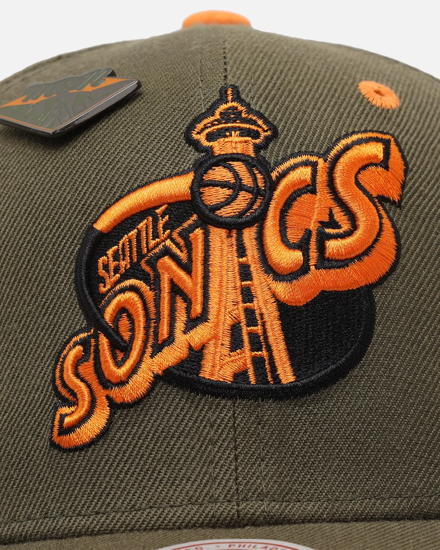 Mitchell & Ness Seattle Supersonics 'Harmony of Hues' Pro Crown Snapback Olive/Orange sold by Culture Kings product image thumbnail 5