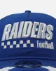 New Era Las Vegas Raiders 'Podium Pack' Pre-Curved Golfer Trucker Snapback Light Royal/Metallic Gold sold by Culture Kings