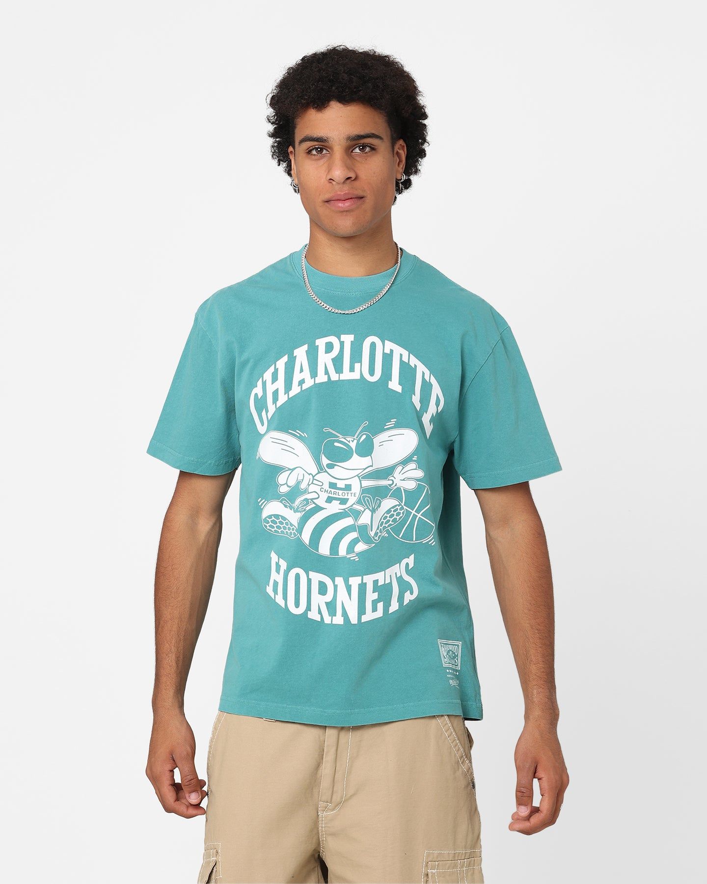 Mitchell & Ness Charlotte Hornets XL Logo One Colour T-Shirt Faded Teal sold by Culture Kings