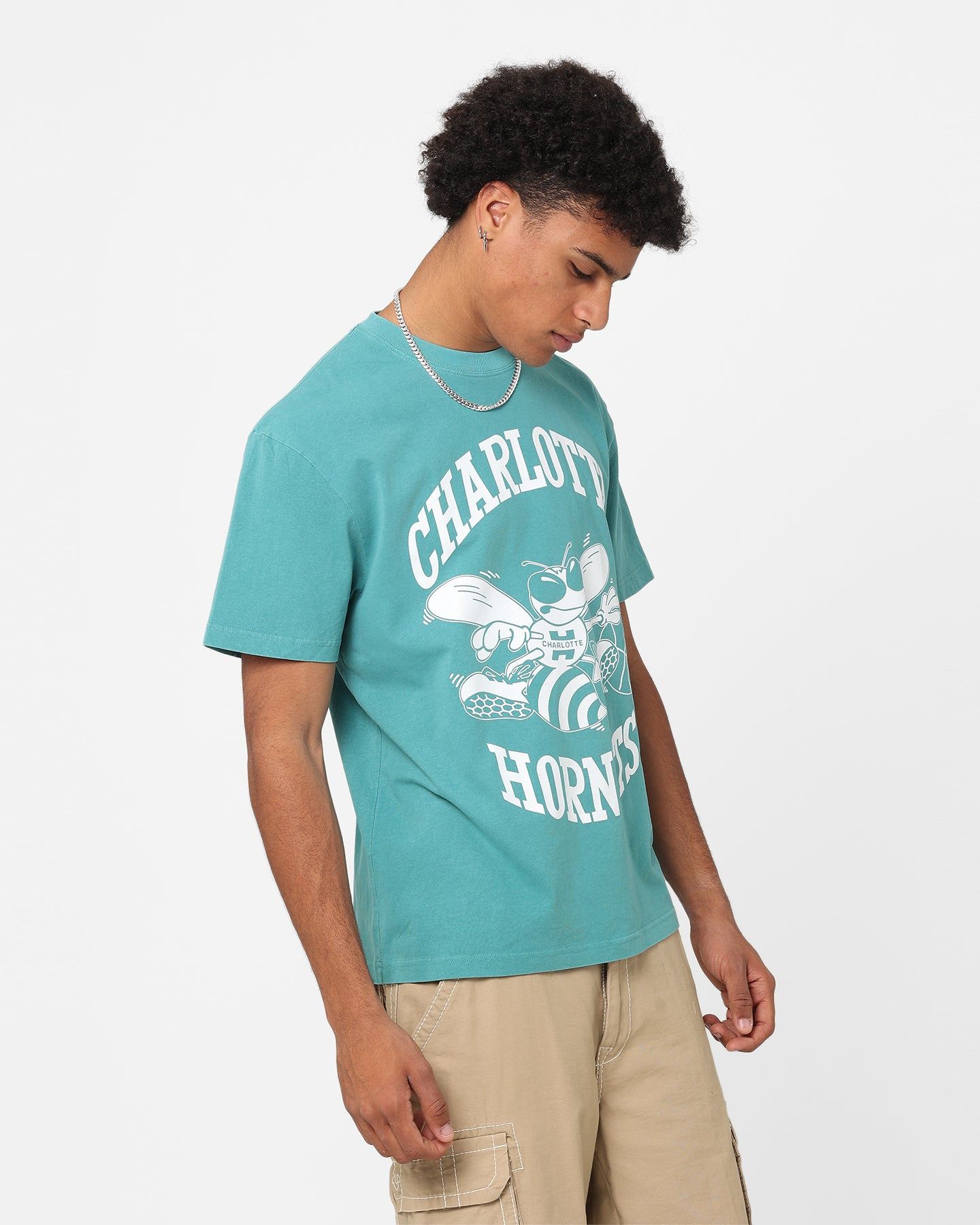 Mitchell & Ness Charlotte Hornets XL Logo One Colour T-Shirt Faded Teal sold by Culture Kings product image thumbnail 5